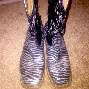 Roper square-toe boots with sparkly zebra design